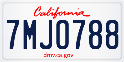 CA license plate 7MJO788