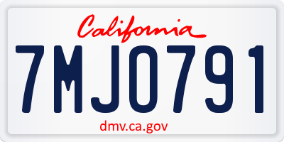 CA license plate 7MJO791