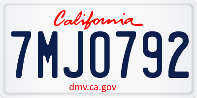 CA license plate 7MJO792