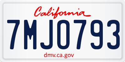 CA license plate 7MJO793