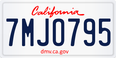 CA license plate 7MJO795