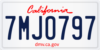 CA license plate 7MJO797