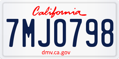 CA license plate 7MJO798