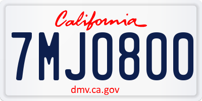 CA license plate 7MJO800