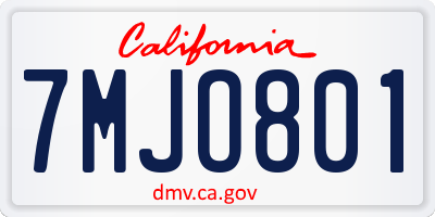 CA license plate 7MJO801