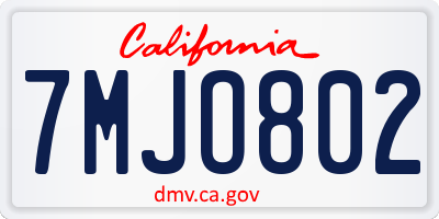 CA license plate 7MJO802