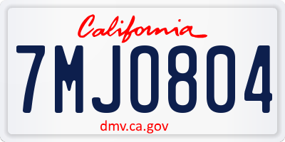 CA license plate 7MJO804