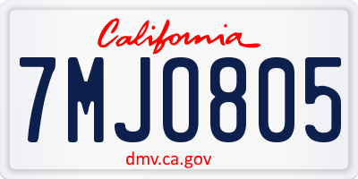 CA license plate 7MJO805