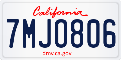 CA license plate 7MJO806