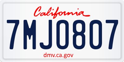 CA license plate 7MJO807