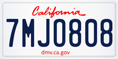 CA license plate 7MJO808