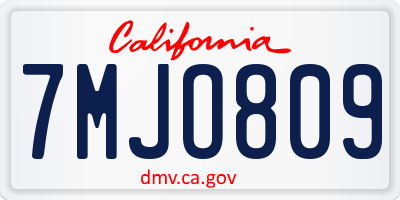 CA license plate 7MJO809