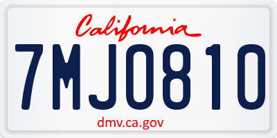 CA license plate 7MJO810