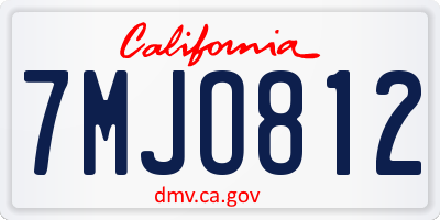 CA license plate 7MJO812