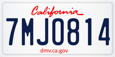 CA license plate 7MJO814