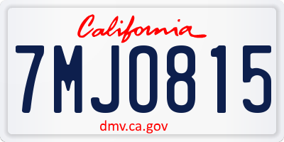 CA license plate 7MJO815