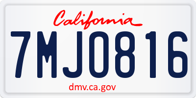 CA license plate 7MJO816