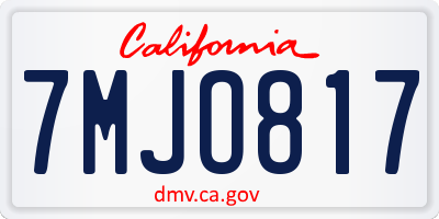 CA license plate 7MJO817