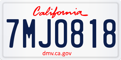 CA license plate 7MJO818