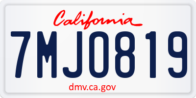 CA license plate 7MJO819