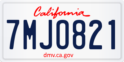 CA license plate 7MJO821