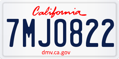 CA license plate 7MJO822