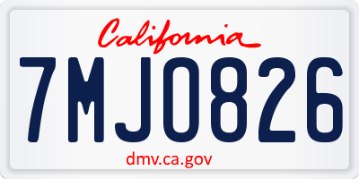 CA license plate 7MJO826