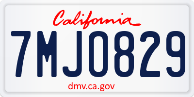 CA license plate 7MJO829