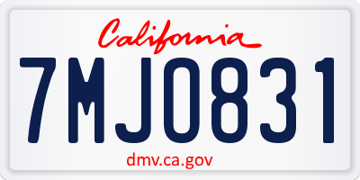 CA license plate 7MJO831