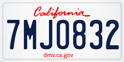 CA license plate 7MJO832