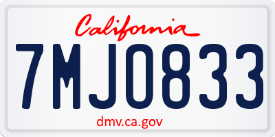 CA license plate 7MJO833