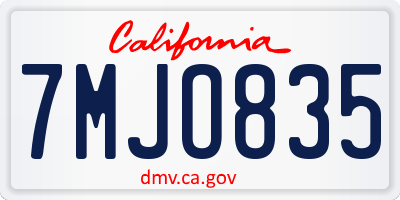 CA license plate 7MJO835