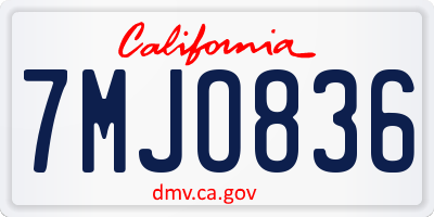 CA license plate 7MJO836