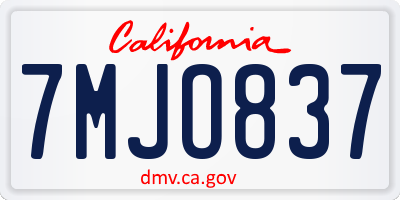 CA license plate 7MJO837