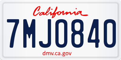 CA license plate 7MJO840