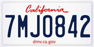 CA license plate 7MJO842