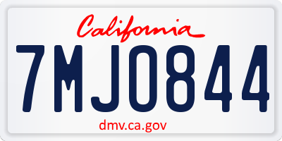 CA license plate 7MJO844