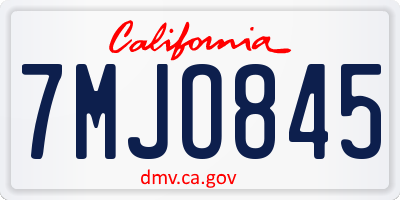 CA license plate 7MJO845