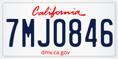 CA license plate 7MJO846