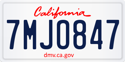 CA license plate 7MJO847