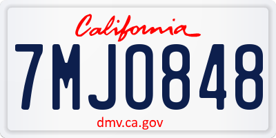 CA license plate 7MJO848