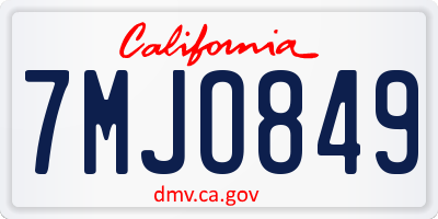 CA license plate 7MJO849