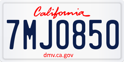 CA license plate 7MJO850