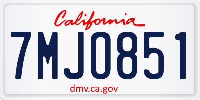 CA license plate 7MJO851