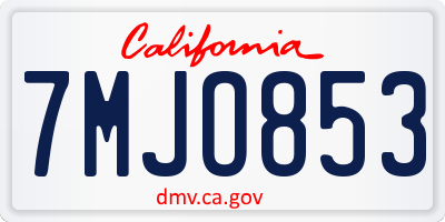 CA license plate 7MJO853