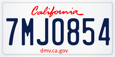 CA license plate 7MJO854