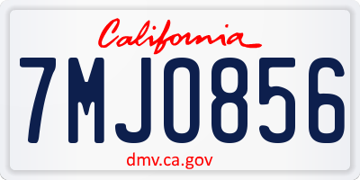 CA license plate 7MJO856