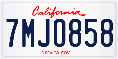 CA license plate 7MJO858