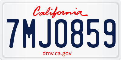 CA license plate 7MJO859