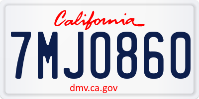 CA license plate 7MJO860